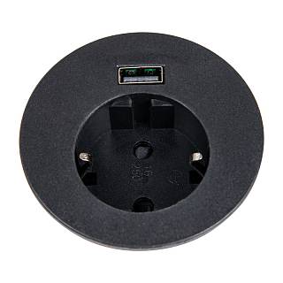 VersaTAG Розетковий блок одинарний,  1 розетка + 1 USB(A) (5В,  2, 1А),  110-220В,  16A,  IP20,  чорний