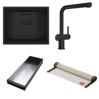 Мойка гранит KNG 110-52 (мпс) + смеситель Active Twist черный матовый Franke (125.0676.975)