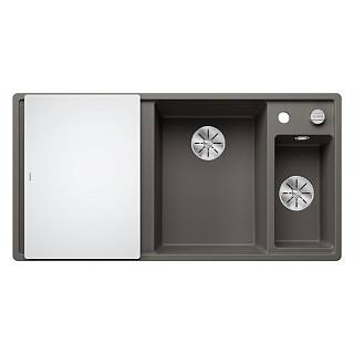 Мойка AXIA III 6 S SILGRANIT (мпс./врезная) вулк. серая,  доска стекло (чаша справа) BLANCO (527228)