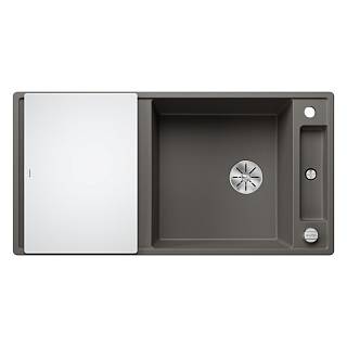 Мийка AXIA III XL 6 S SILGRANIT (мпс./врізна) вулканічний сірий,  дошка скло BLANCO (527234)