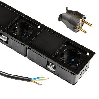 VersaHIT MONO Розеточный блок двойной,  2 розетки,  110-220В,  16A,  IP54,  черный мат (06025F00028)