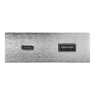 VersaPICK USB-розетка прямоугольная,  1 USB порта (5В/9В,  3А/2A),  110-220В,  IP20,  ZAMAK,  нержавеющая
