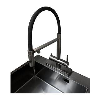 Змішувач комбінований FKMС 3124 Black Steel (Cascad) Fabiano