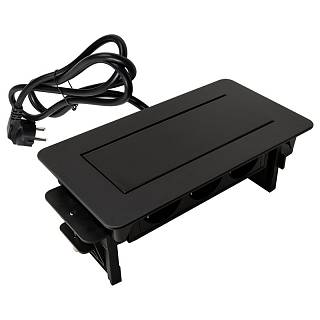 Встроенный розеточный блок Lumine SPACE 2xрозетки,  2xUSB A+C (15, 5W),  черный