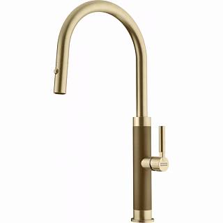 Змішувач Mythos Masterpiece Pull Out (ламінарний потік) і душем,  PVD gold Franke (115.0711.558)
