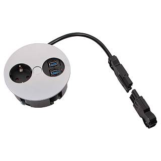 TWIST розеточный блок 1xРозетка,  2xUSB,  матовый хром