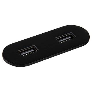 VersaPICK USB-розетка овальна,  2 USB порта (5В / 9В,  3А / 2A),  110-220В,  IP20,  овальна,  ZAMAK,  чорни