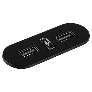 VersaPICK USB-розетка овальная,  2 USB порта (5В,  2, 1А),  110-220В,  IP20,  полимер,  черный ма